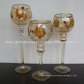 S/3 Glass Candle Holders, Three Sizes, with Hand-painted, Handmade Glassware